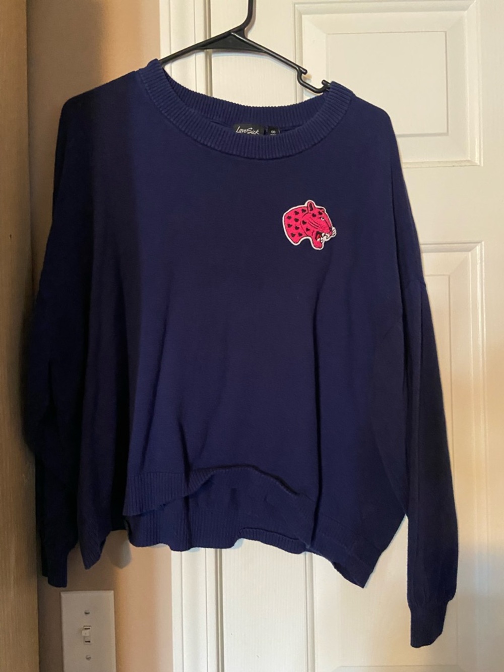 torrid Navy Crewneck Sweater with Pink Patch